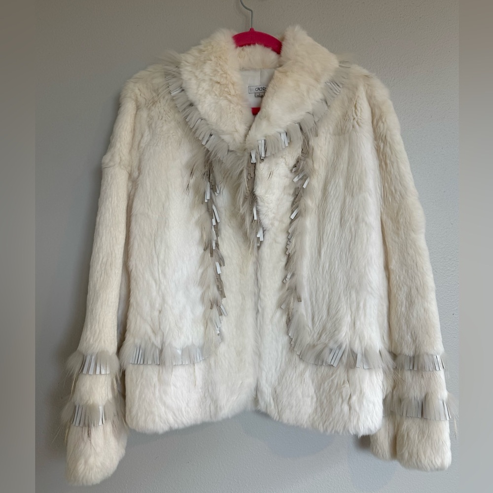 Cache Cream Rabbit and Raccoon Fur Teddy Jacket